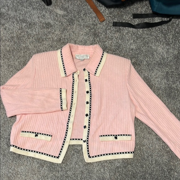 St. John Collection Pink and Cream Cardigan